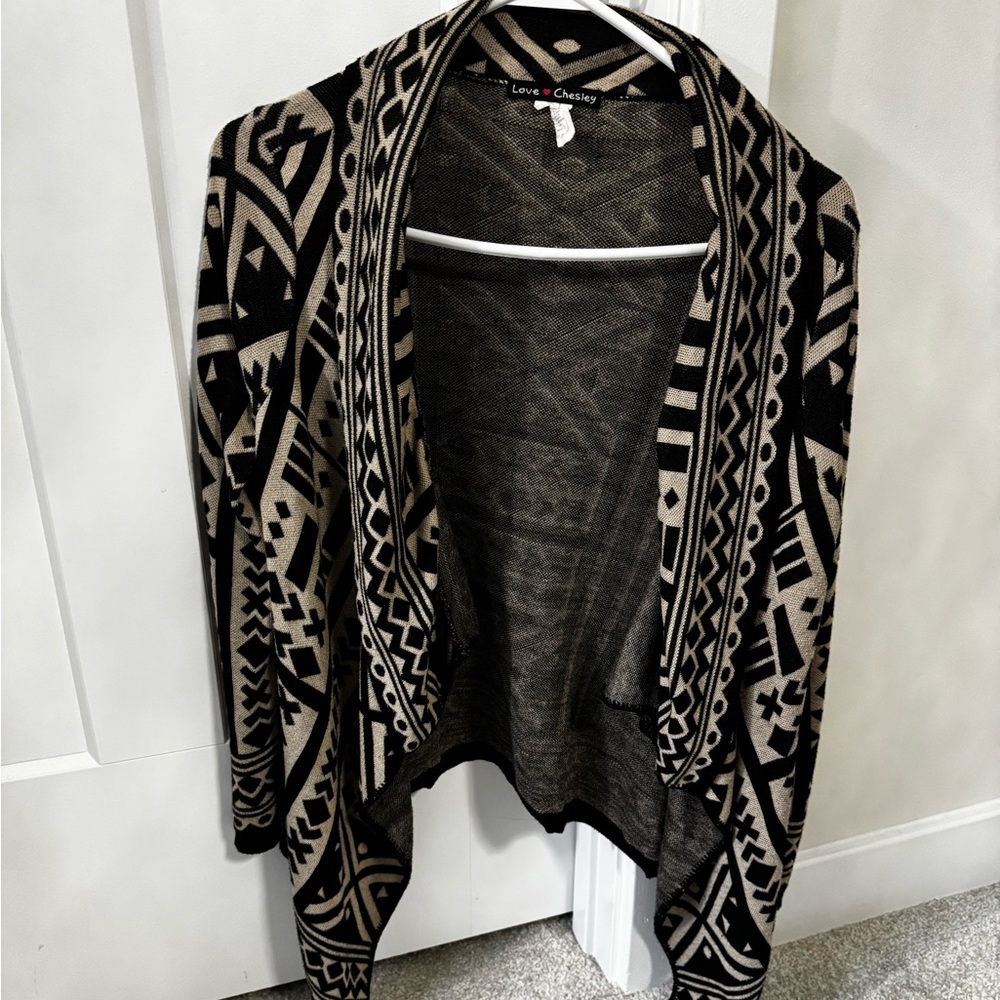 Love By Design Black and Tan Cardigan Sweater